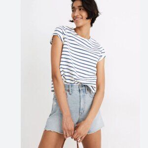 Madewell The Mom Jean Shorts 23 Light Blue Wash Distressed Destroyed
